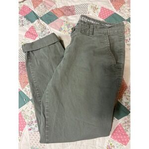 Eddie Bauer Legendwash Stretch Boyfriend Slim Leg Pants Olive Green Womens P6